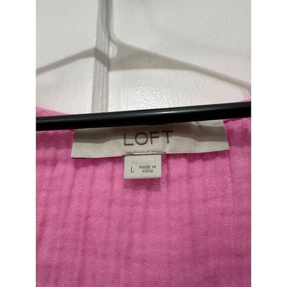 LOFT women’s size large cotton pink blouse - Picture 5 of 9